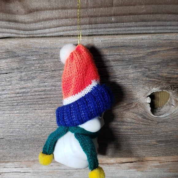 Snow Bells Snowman Bell Ornament - in Stocking Hat and Scarf - Porcelain - Picture 5 of 8